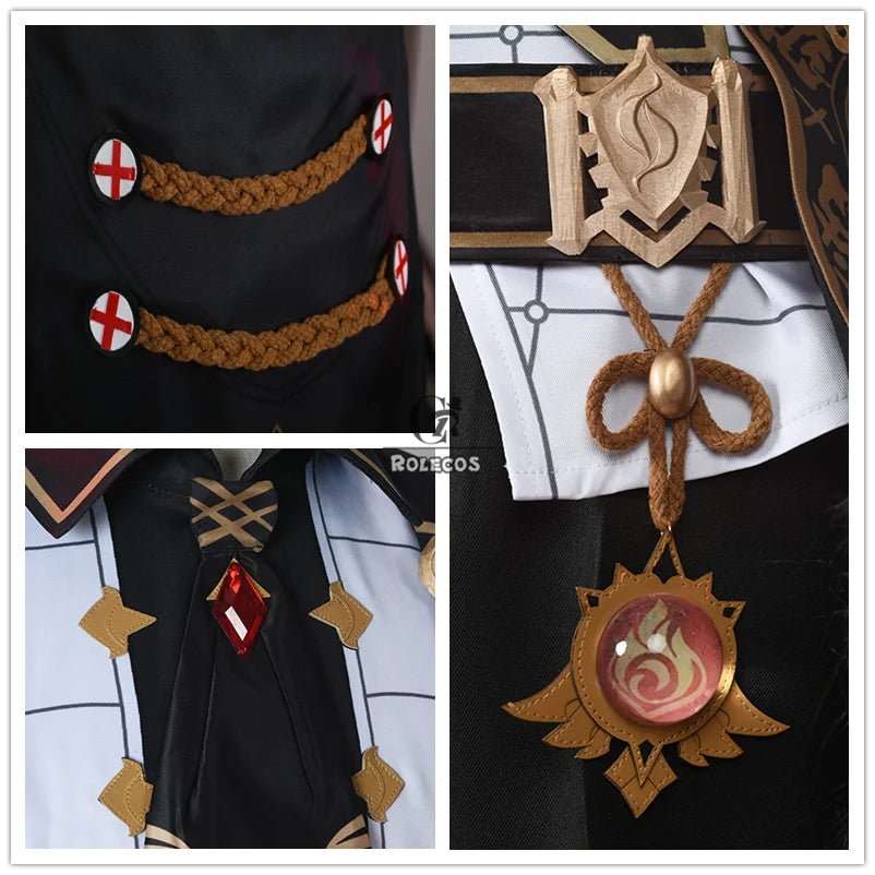 Traje de Cosplay de Diluc de Genshin Impact para Hombres - Conjunto Completo Negro para Halloween - Fantasia Cosera