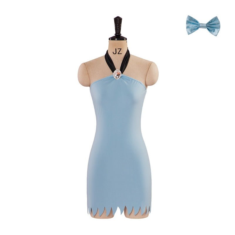 Traje de Betty Rubble - Vestido Mini Azul para Mujeres | Disfraz de Cosplay de Los Picapiedra - Fantasia Cosera