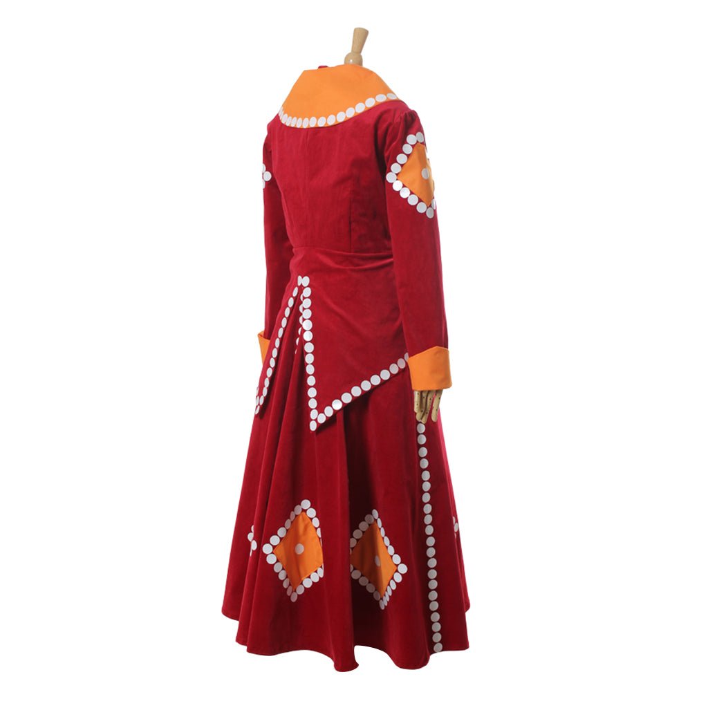 Vestido Rojo para Adultos de Lady Tremaine, la Madrastra Malvada, para Cosplay - Fantasia Cosera