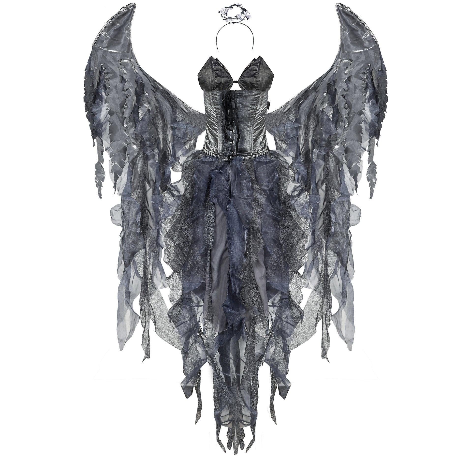 Traje de Ángel Oscuro para Halloween | Cosplay Gótico para Festival de Fantasmas - Fantasia Cosera