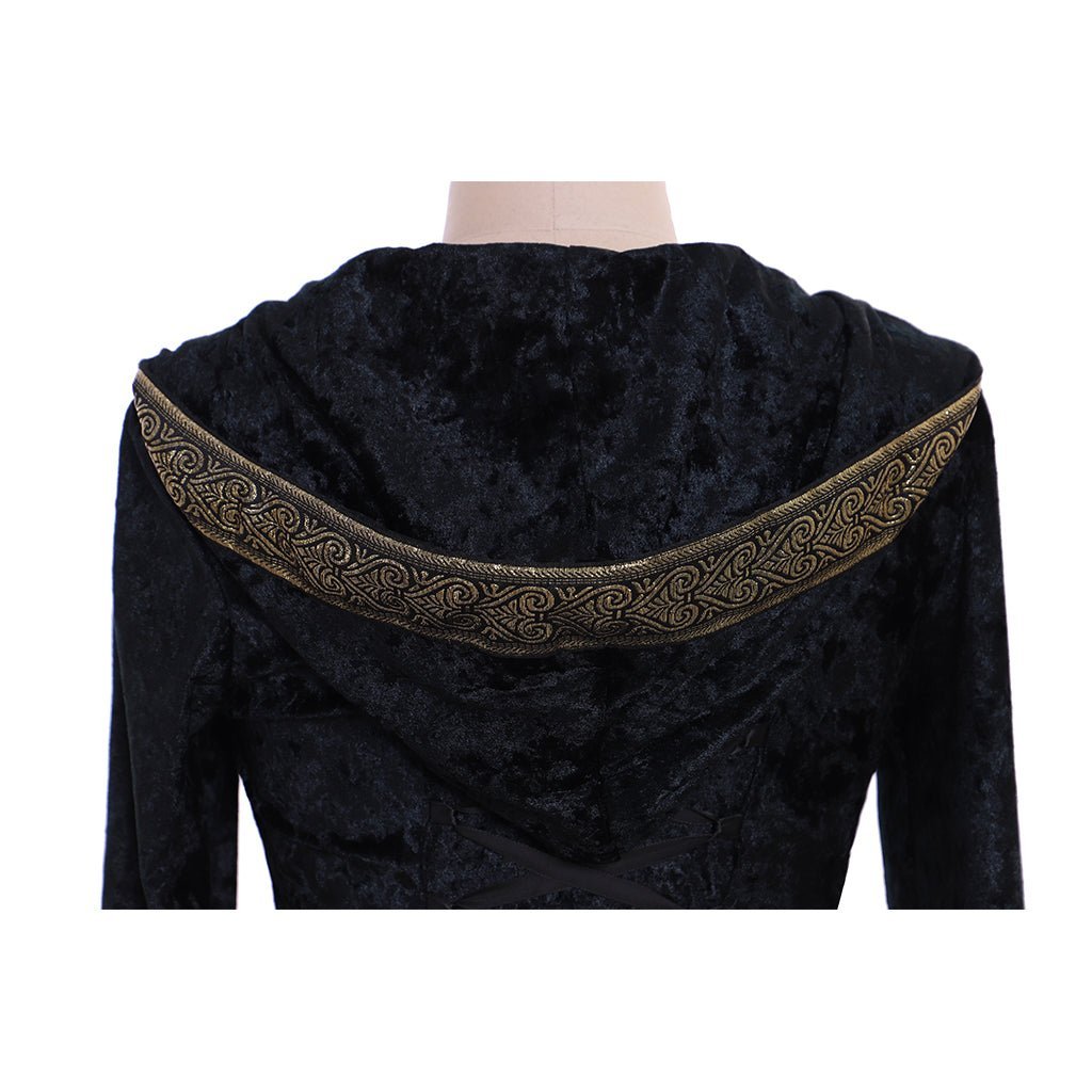 Vestido de Terciopelo Negro Medieval Renacentista para Cosplay Hecho a Medida - Fantasia Cosera
