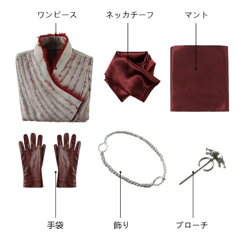Traje de Cosplay de Daenerys Targaryen - Vestido de Mangas Largas con Broche para Halloween y Fiestas - Fantasia Cosera