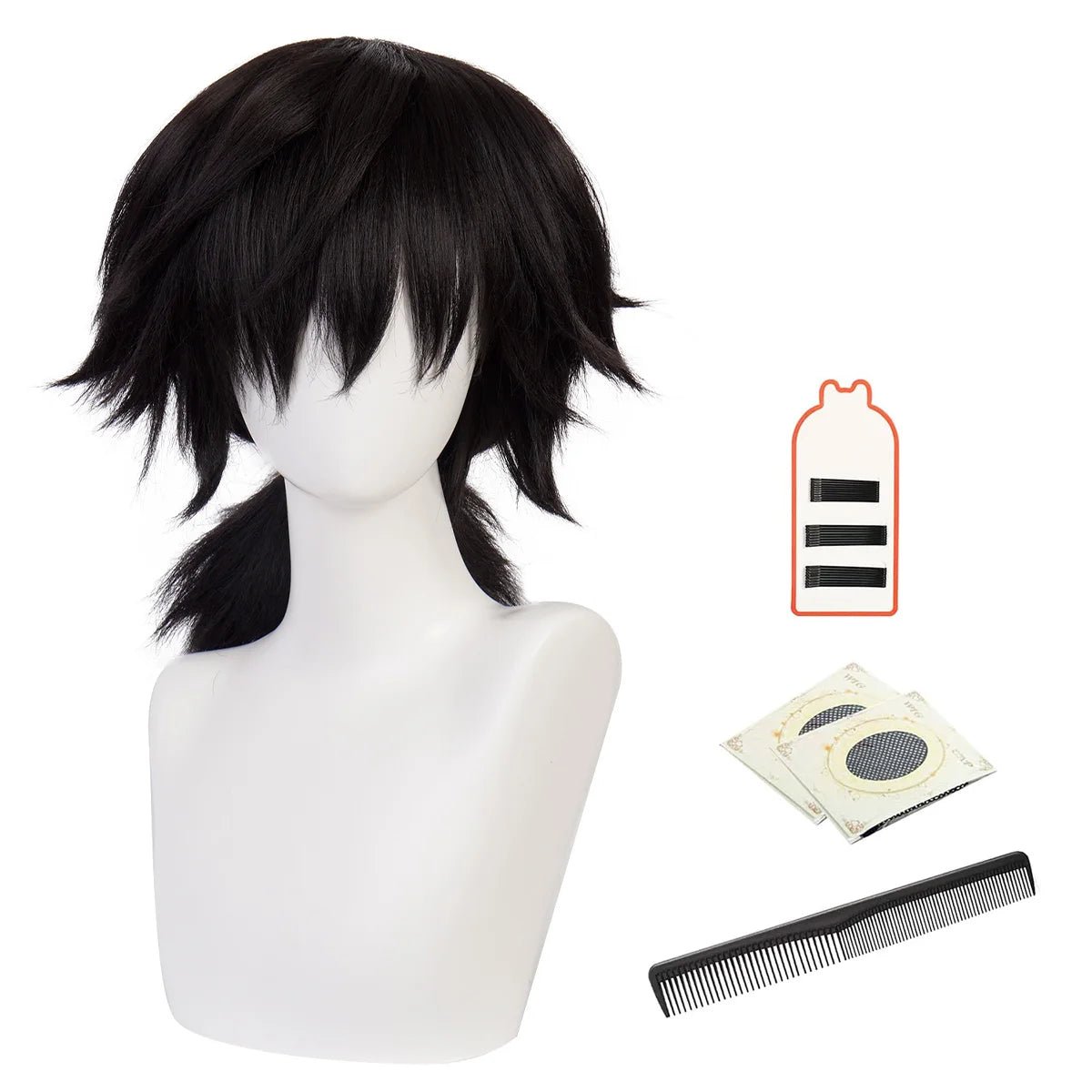 Peluca Cosplay Tomioka Giyuu Anime Fibra Sintética Resistente al Calor Talla Ajustable - Fantasia Cosera