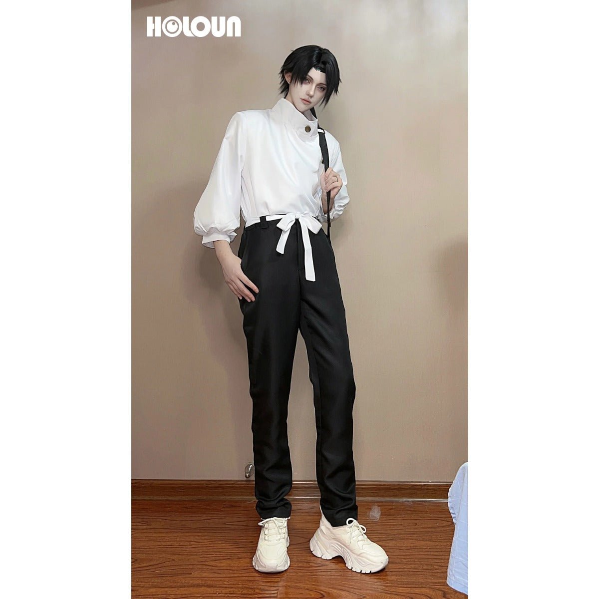 Traje de Cosplay de Yuta Okkotsu Jujutsu Kaisen Anime con Peluca Rosa Sintética, Chaqueta y Pantalones Negros - Fantasia Cosera