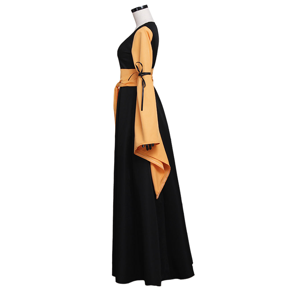 Vestido Medieval Negro y Naranja Renacentista Victoriano Gótico para Mujeres Adultas Disfraz de Fantasía para Fiesta de Halloween - Fantasia Cosera