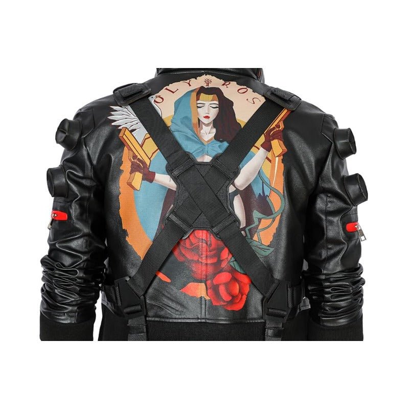 Traje de Cosplay Jackie 2077 en Piel Artificial Negro para Halloween y Fiestas - Fantasia Cosera