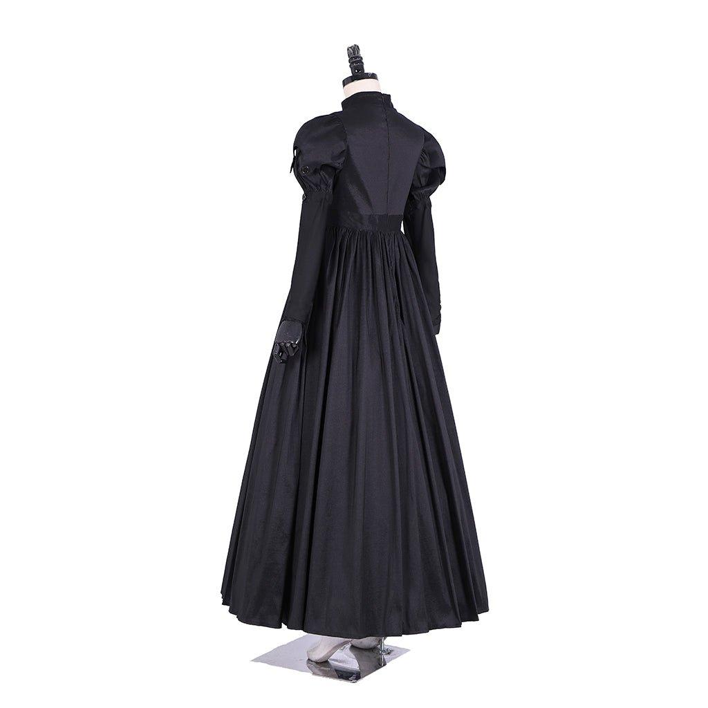 Vestido de Cosplay Eliza de Hamilton | Vestido de Gala Negro para Mujer Adulta | Satinado Personalizado para Halloween - Fantasia Cosera