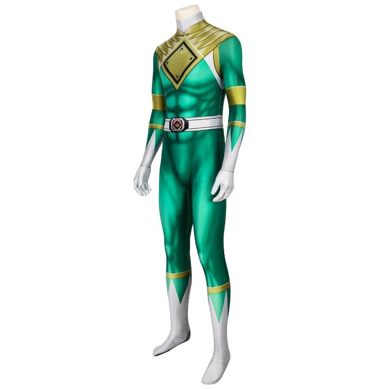 Traje de Cosplay del Guerrero Verde Power Rangers - Spandex Verde Impreso de Alta Calidad - Fantasia Cosera