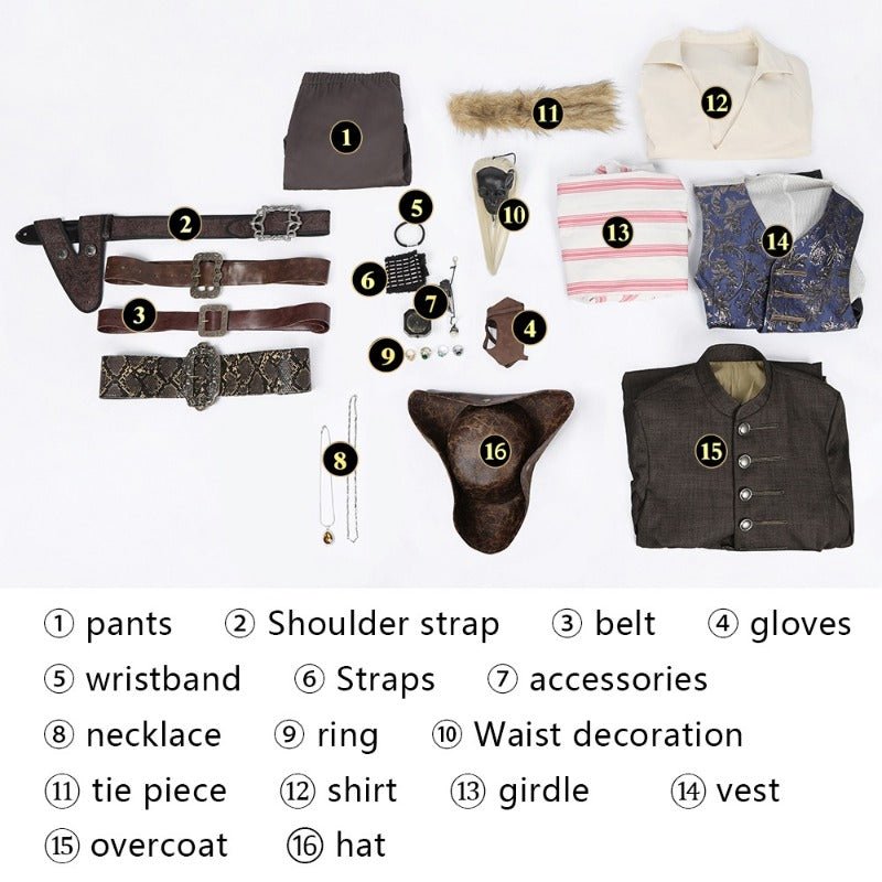 Traje de Cosplay de Captain Jack Sparrow - Disfraz de Pirata de Alta Calidad para Adultos en Halloween - Fantasia Cosera