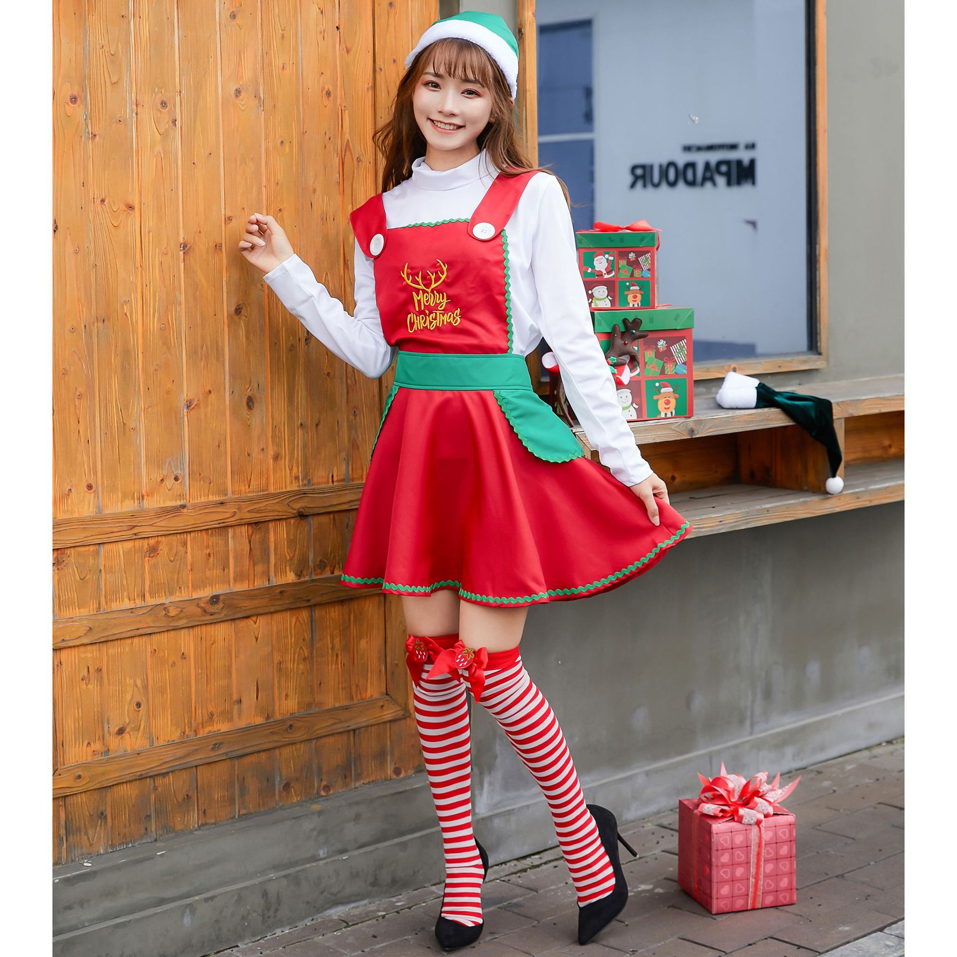 Traje navideño japonés M-XL, dulce traje de Santa japonés para fiestas - Fantasia Cosera