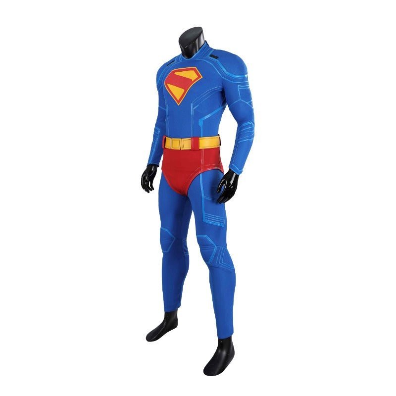 Traje de Cosplay Superhéroe Legado Clark Kent - Bodysuit Azul con Capa Roja - Fantasia Cosera