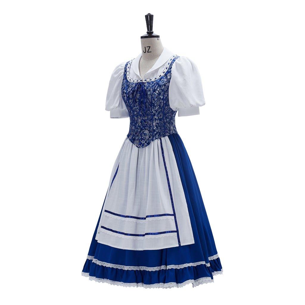 Vestido de Doncella Azul de Belle para Mujer - Disfraz de Princesa Belle - Fantasia Cosera