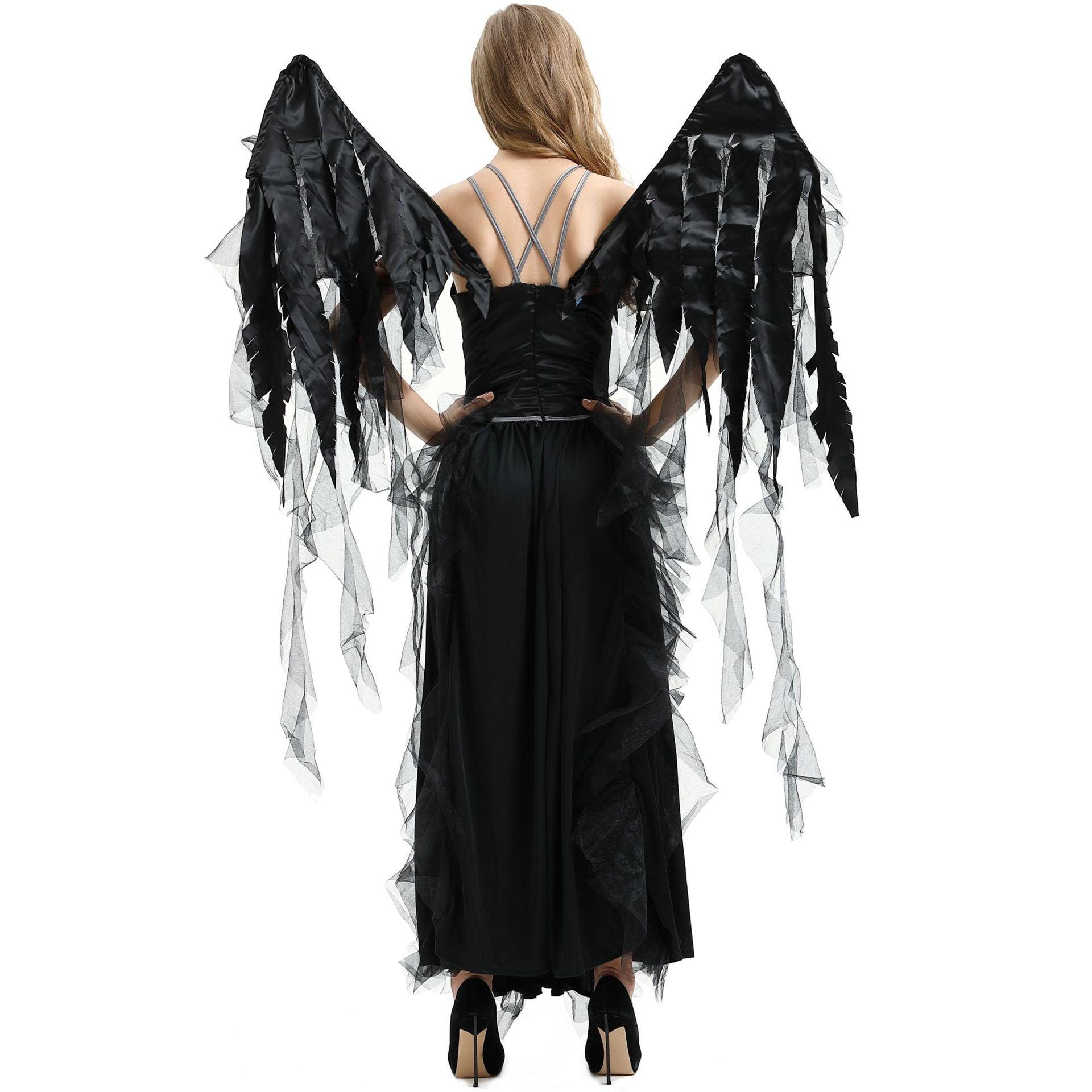 Disfraz de Vampiro Ángel Oscuro para Halloween | Traje de Bruja Elfo para Fiestas de Disfraces y Rol Gótico - Fantasia Cosera