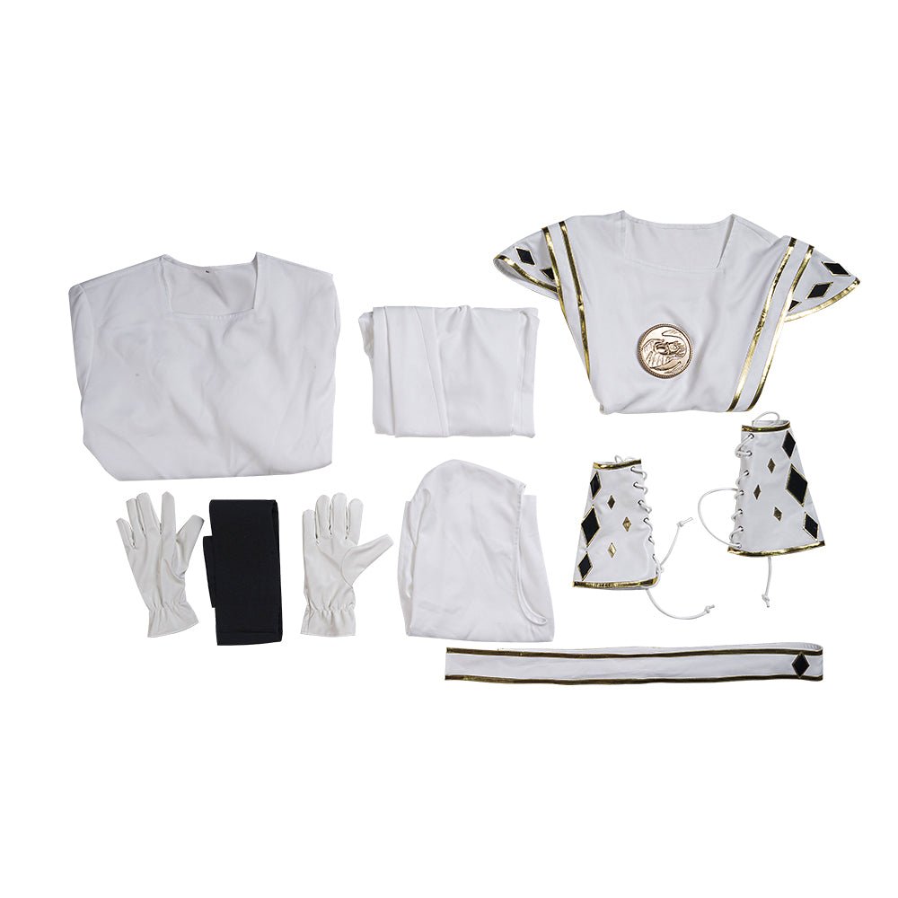 Traje de Cosplay de Power Rangers Ranger Blanco Ninja Tommy Oliver - Fantasia Cosera