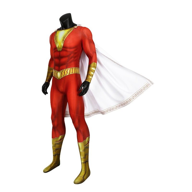 Traje de Cosplay de Shazam Billy Batson Captain Marvel Body-suit Zentai Ajustado - Fantasia Cosera