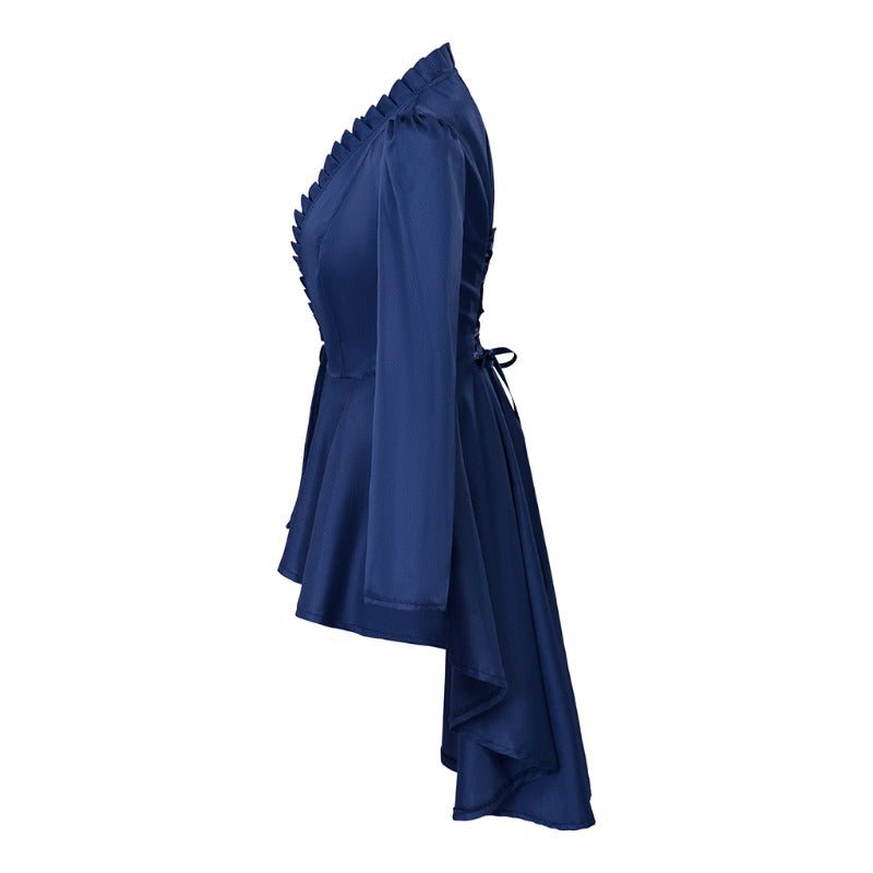 Vestido Gótico Medieval de Cocktail Alto-Bajo – Traje de Cosplay de Manga Larga para Mujer - Fantasia Cosera