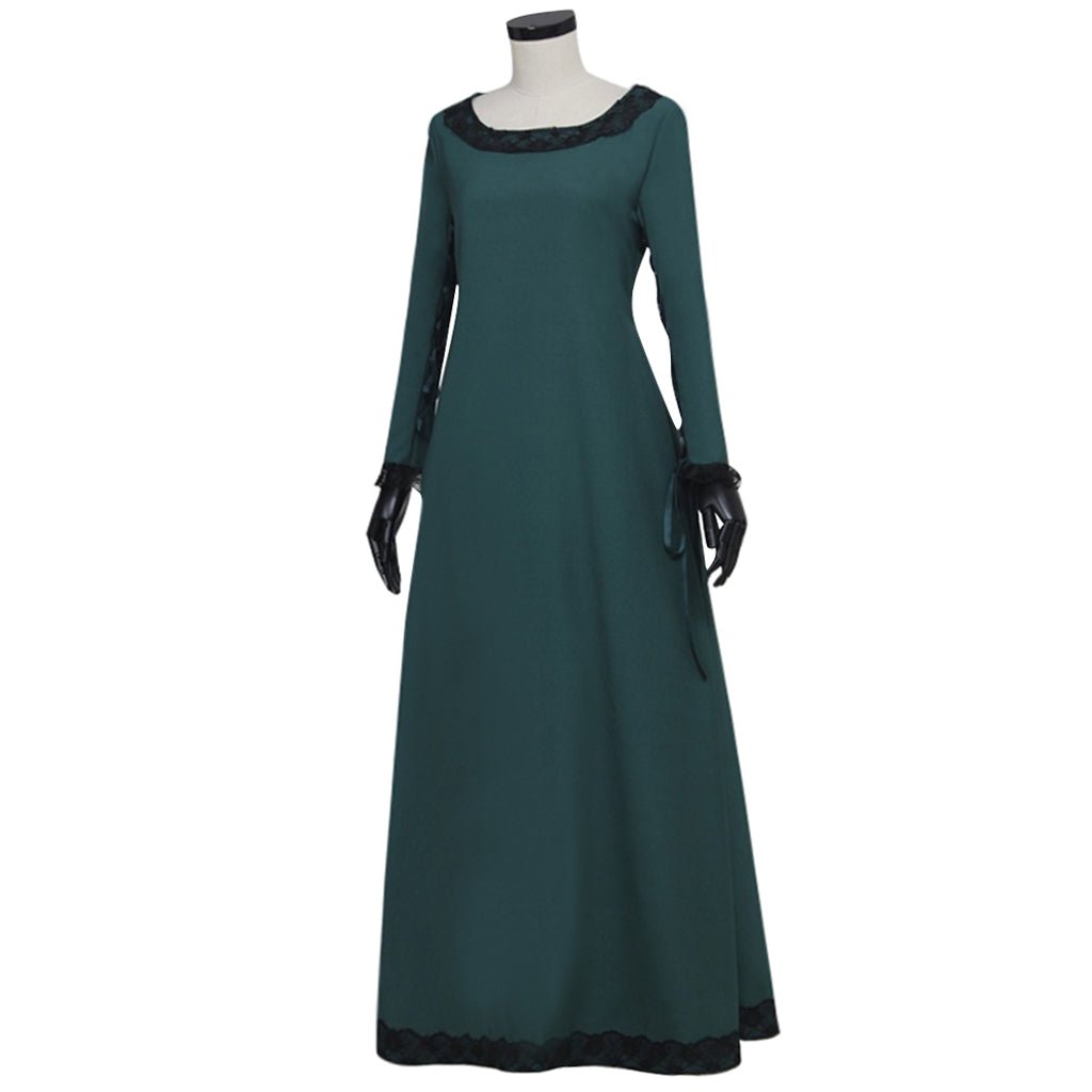 Vestido Medieval Renacentista Irlandés Traje Campesino Retro Bodice Verde Oscuro para Cosplay - Fantasia Cosera