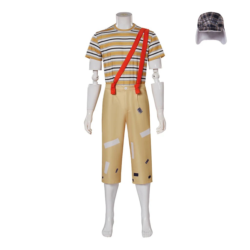 Disfraz de El Chavo Del Ocho para Hombre - Conjunto Completo de Camiseta a Rayas, Pantalón y Gorra para Halloween - Fantasia Cosera