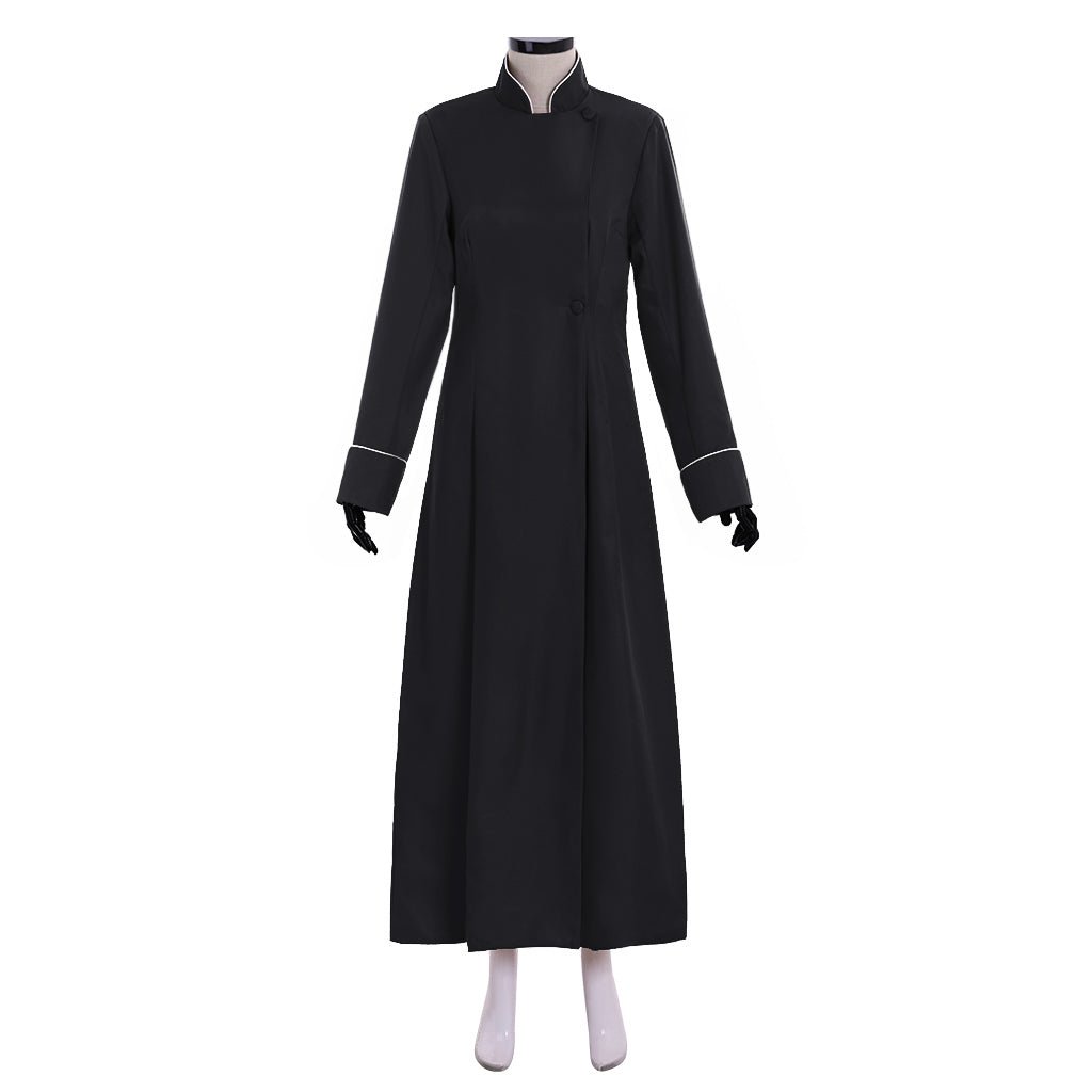 Traje de Cosplay de Sacerdote Cristiano Medieval para Hombre - Negro con Cuello Alto - Halloween, Carnaval, Eventos - Fantasia Cosera