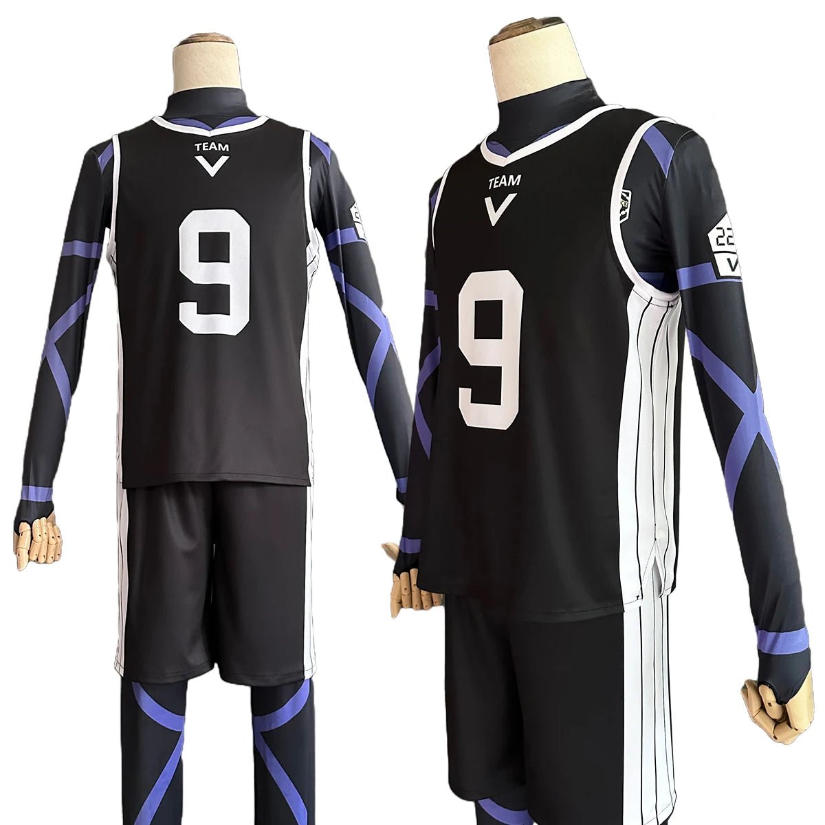 Disfraz Cosplay de Reo Mikage de Blue Lock con Peluca Negra y Camiseta de Fútbol de Entrenamiento con Redecilla Rosa Sintética - Fantasia Cosera