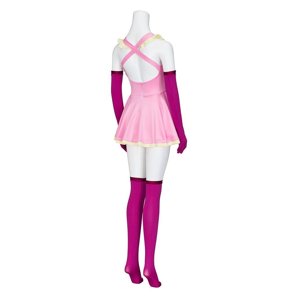 Vestido Rosa de Cosplay Anime Me!Me!Me! MeMeMe-chan con Guantes y Medias | Traje de Halloween para Mujeres y Niñas - Fantasia Cosera