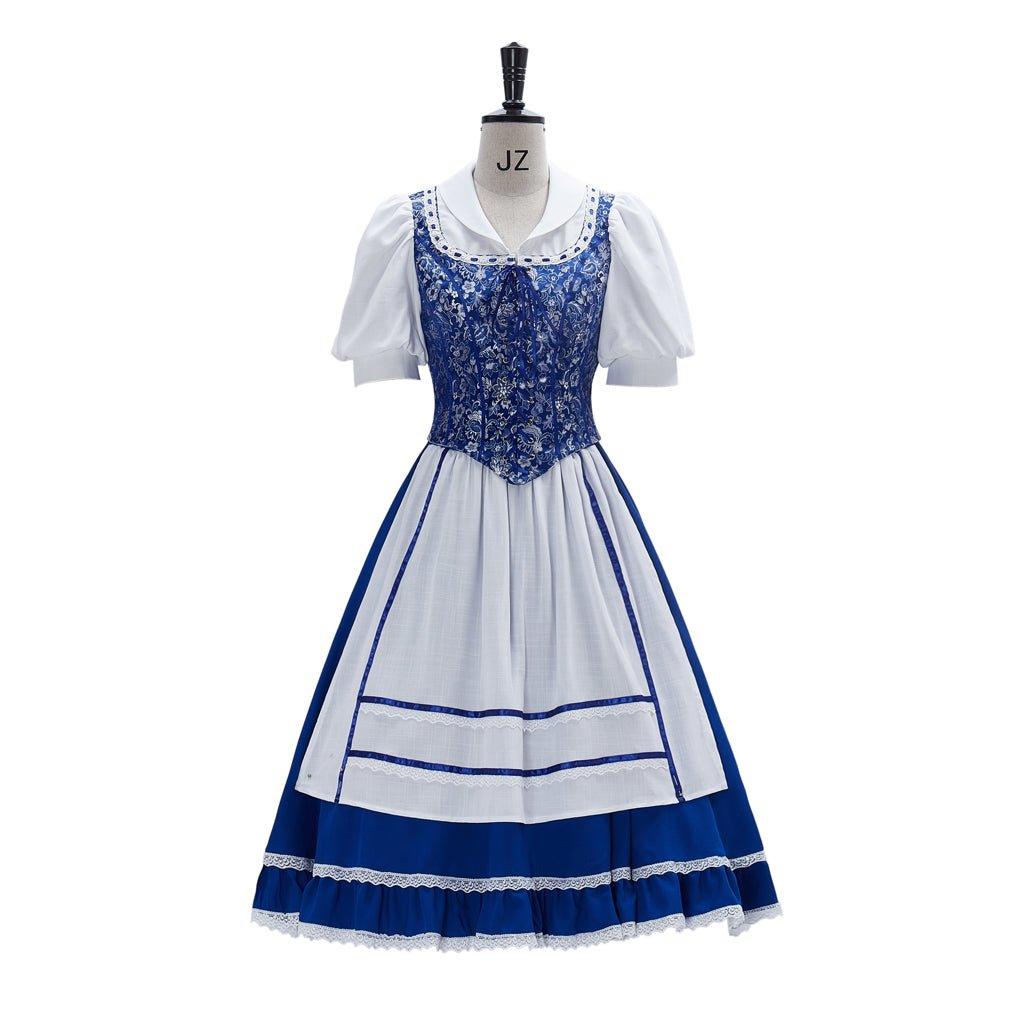 Vestido de Doncella Azul de Belle para Mujer - Disfraz de Princesa Belle - Fantasia Cosera