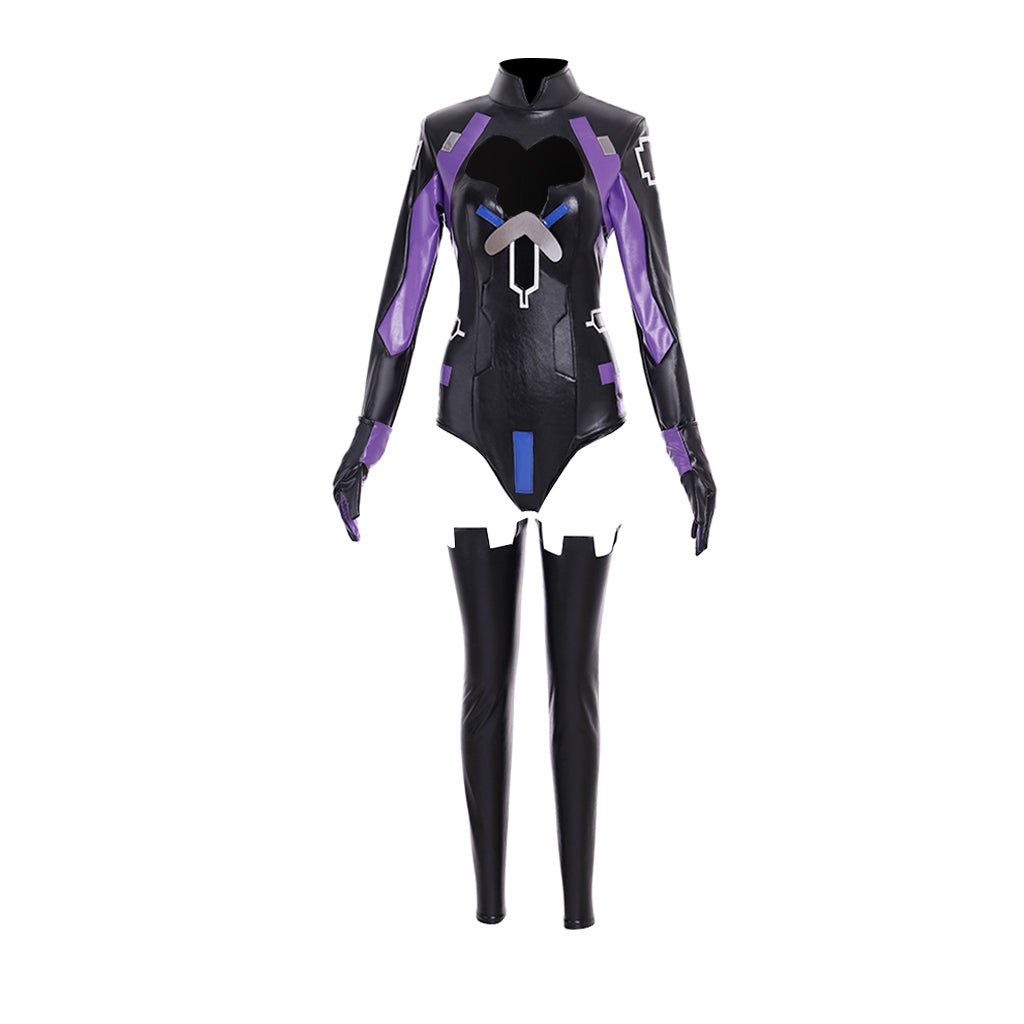 Traje de Cosplay de Nepgear - Jumpsuit Negro y Púrpura para Mujer | Bodysuit de Cuero - Fantasia Cosera