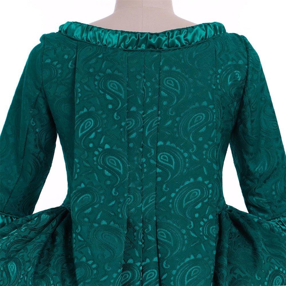 Vestido de Brocado Verde Inspirado en Marie Antoinette - Siglo XVIII Rococo Revival por Fantasía Cosera - Fantasia Cosera