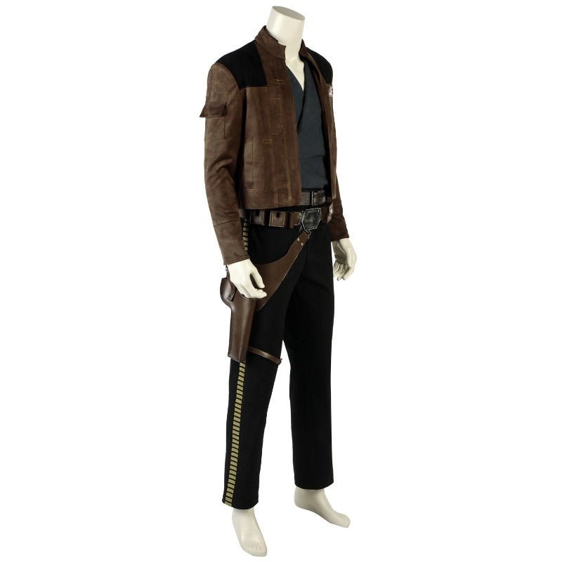 Traje de Han Solo Cosplay - Chaqueta de Piel, Cinturón de Cuero y Fundas Juego Completo para Role Play en Halloween - Fantasia Cosera