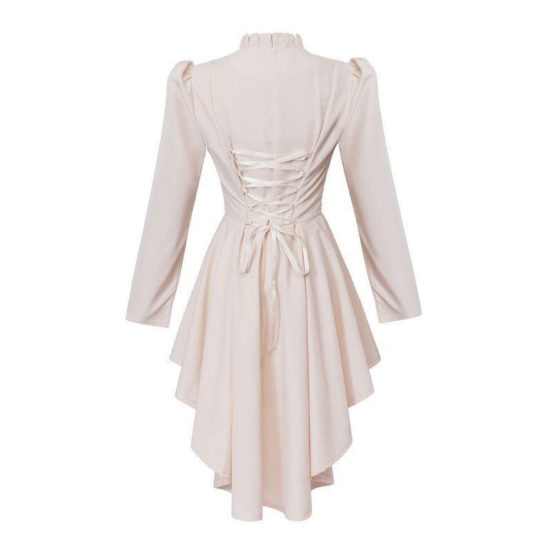 Vestido Gótico Medieval de Cocktail Alto-Bajo – Traje de Cosplay de Manga Larga para Mujer - Fantasia Cosera