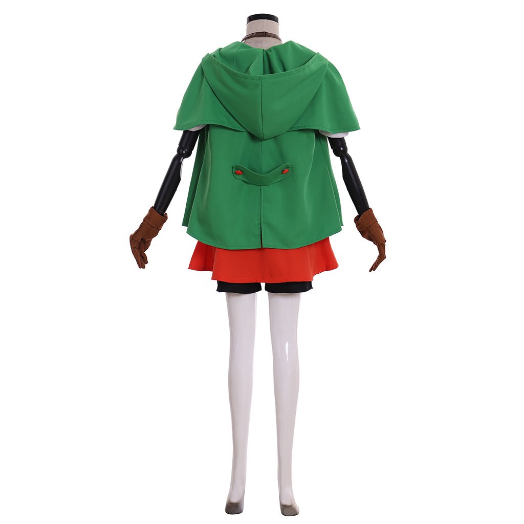 Traje de Cosplay de Linkle Elfo - Conjunto Completo con Capa Verde, Camisa, Pantalones y Falda - Fantasia Cosera