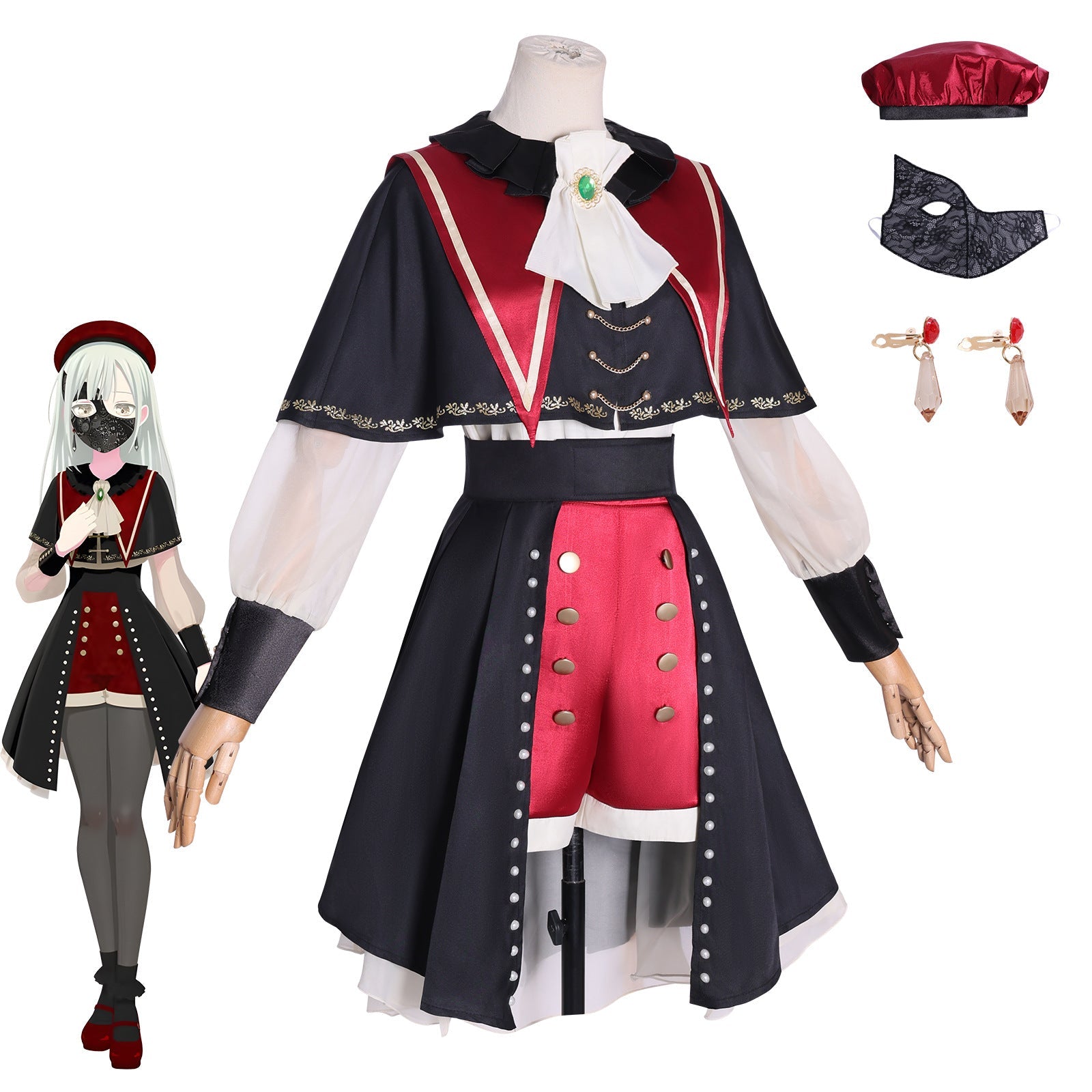 Traje de Cosplay de Wakana Mutsumi de BanG Dream! Ave Mujica - Estilo Gótico - Fantasia Cosera