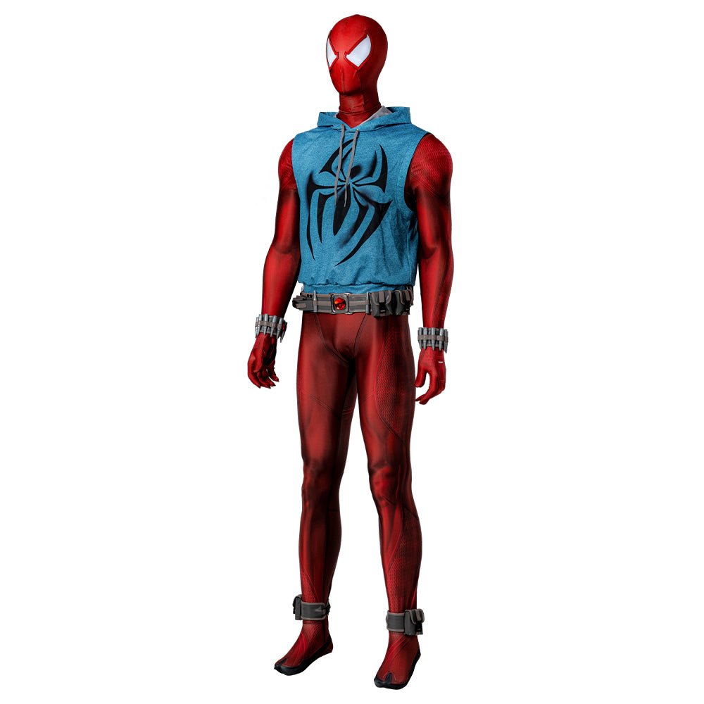 Traje de Cosplay de Scarlet Spider - Spider-Man: A Través del Spider-Verso Traje Auténtico - Fantasia Cosera