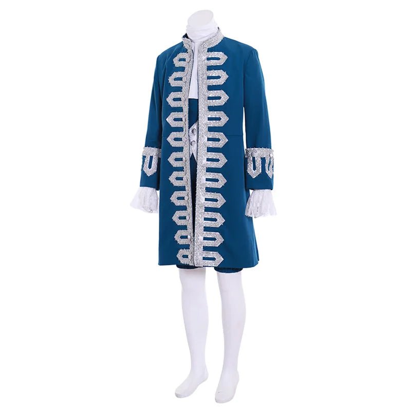 Traje de Corte de Príncipe Británico del Siglo XVIII Azul - Vestuario Aristócrata Colonial Victoriano de Renacimiento | Fantasía Cosera - Fantasia Cosera