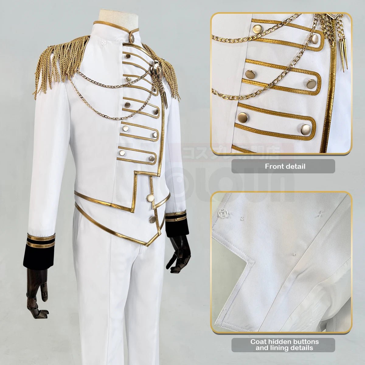 Disfraz de Reo Mikage de Blue Lock - Serie Ángeles y Demonios - Chaqueta, Pantalones, Capa Blanca y Peluca - Fantasia Cosera