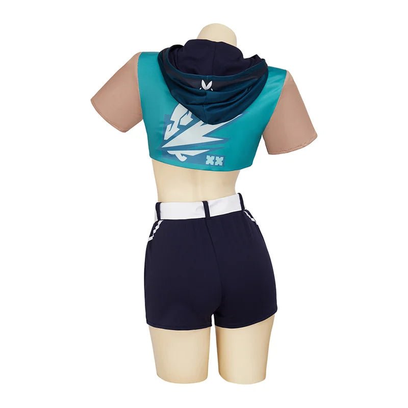 Traje de Cosplay de Jett de Valorant para Mujeres | Top y Pantalones para Fiestas de Halloween - Fantasia Cosera