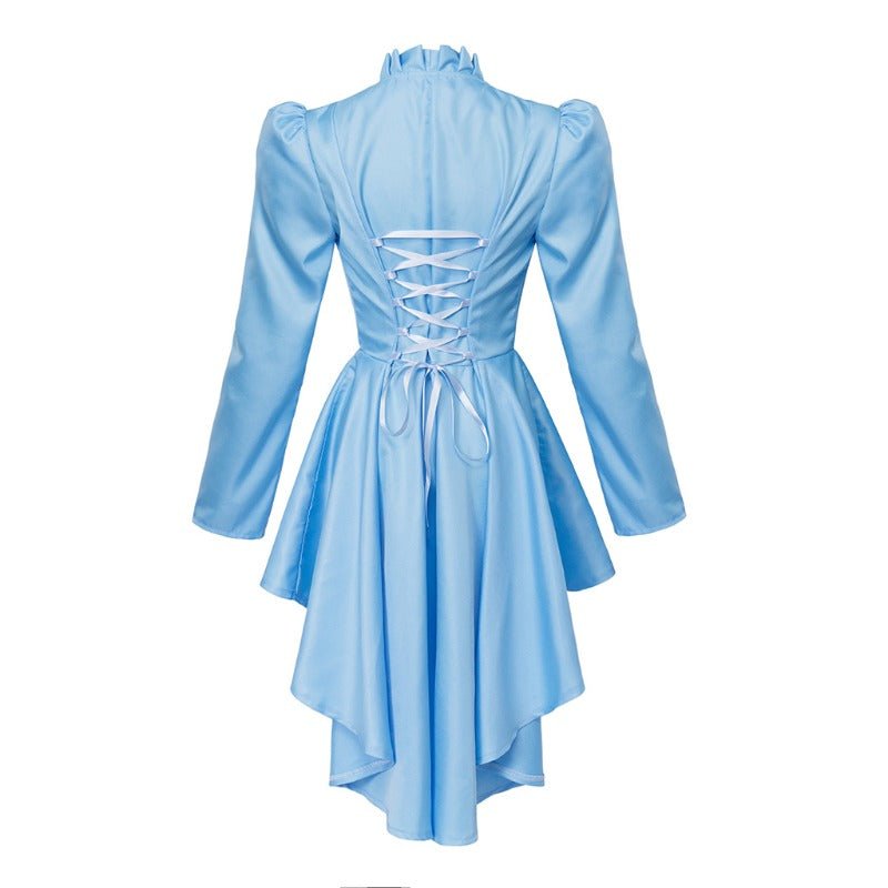 Vestido Gótico Medieval de Cocktail Alto-Bajo – Traje de Cosplay de Manga Larga para Mujer - Fantasia Cosera