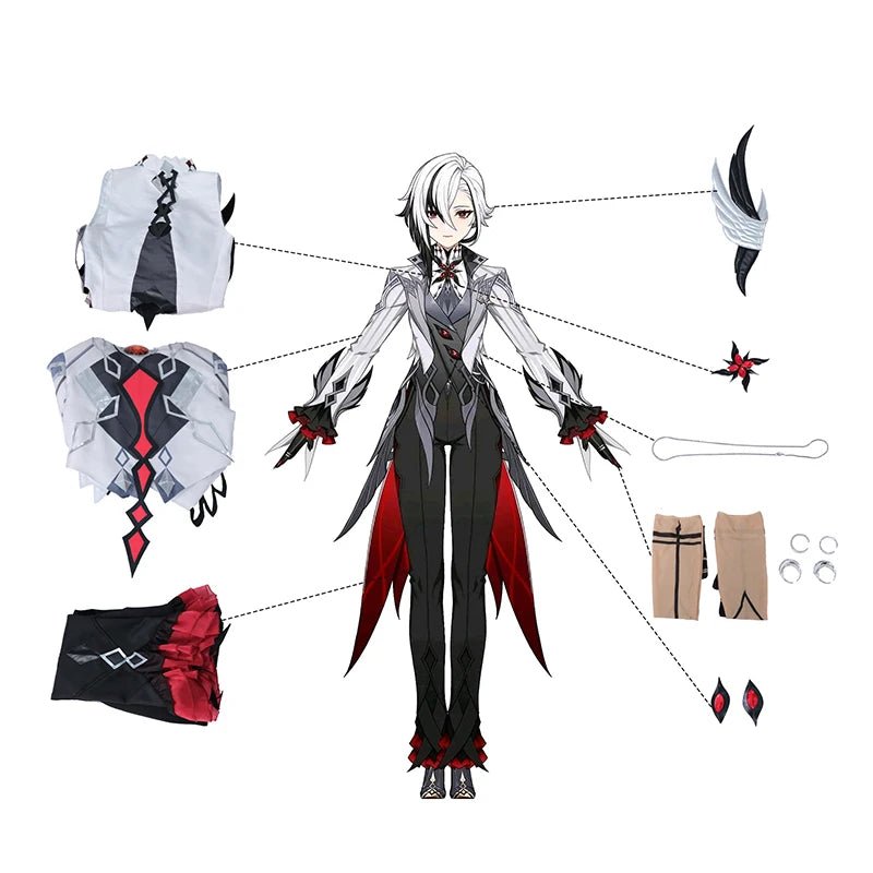 Traje de Arlecchino Cosplay Genshin Impact Fatui Servant Snezhnaya Arlecchino The Knave Disfraz de Halloween Uniforme para Hombres - Fantasia Cosera