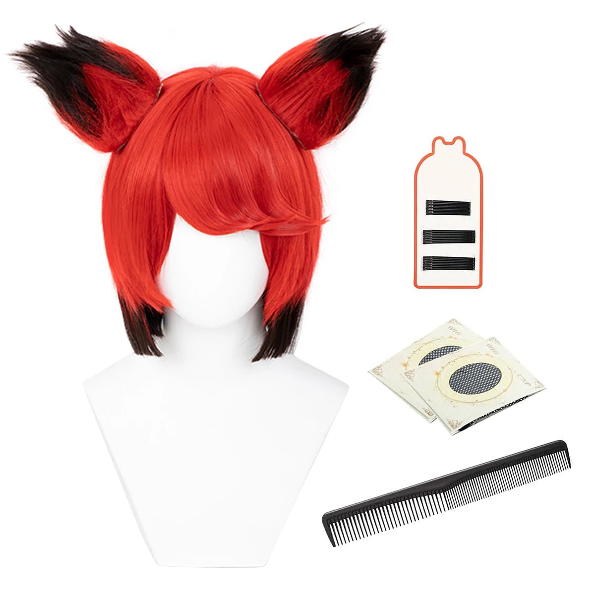 Peluca de Cosplay de Alastor de Hazbin Hotel, Rosa Sintética Ajustable para Halloween, Regalos de Navidad y Fans de Anime - Fantasia Cosera