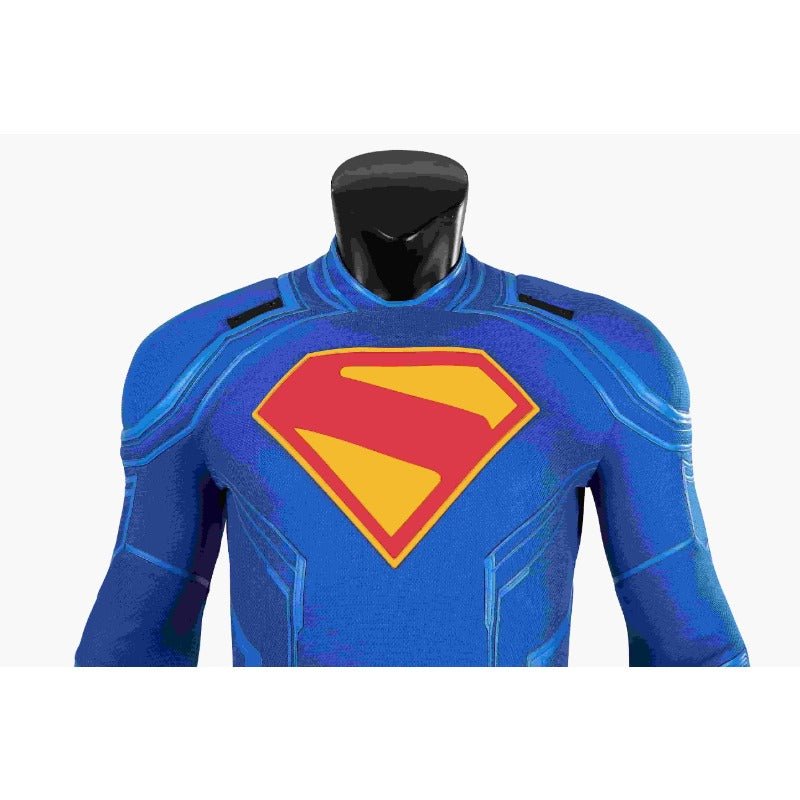 Traje de Cosplay Superhéroe Legado Clark Kent - Bodysuit Azul con Capa Roja - Fantasia Cosera