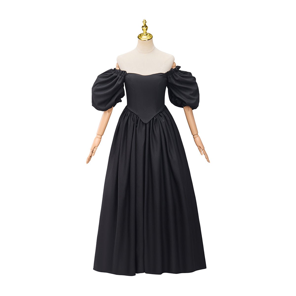 Vestido Negro Victoria Hombro Descubierto – Elegante Traje de Cosplay - Fantasia Cosera
