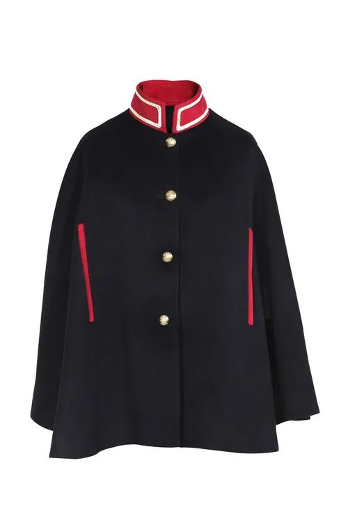 Capa Negra de Terciopelo Gótico para Mujeres - Estilo Militar Naval Vintage | Fantasía Cosera - Fantasia Cosera