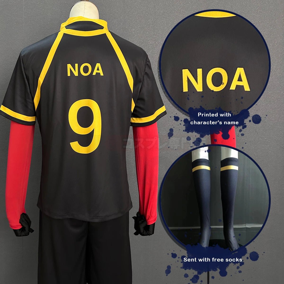 Traje de Cosplay Noel Noa de Blue Lock - Uniforme de Fútbol Bastard Munchen Rojo NO.9 Bordado - Fantasia Cosera