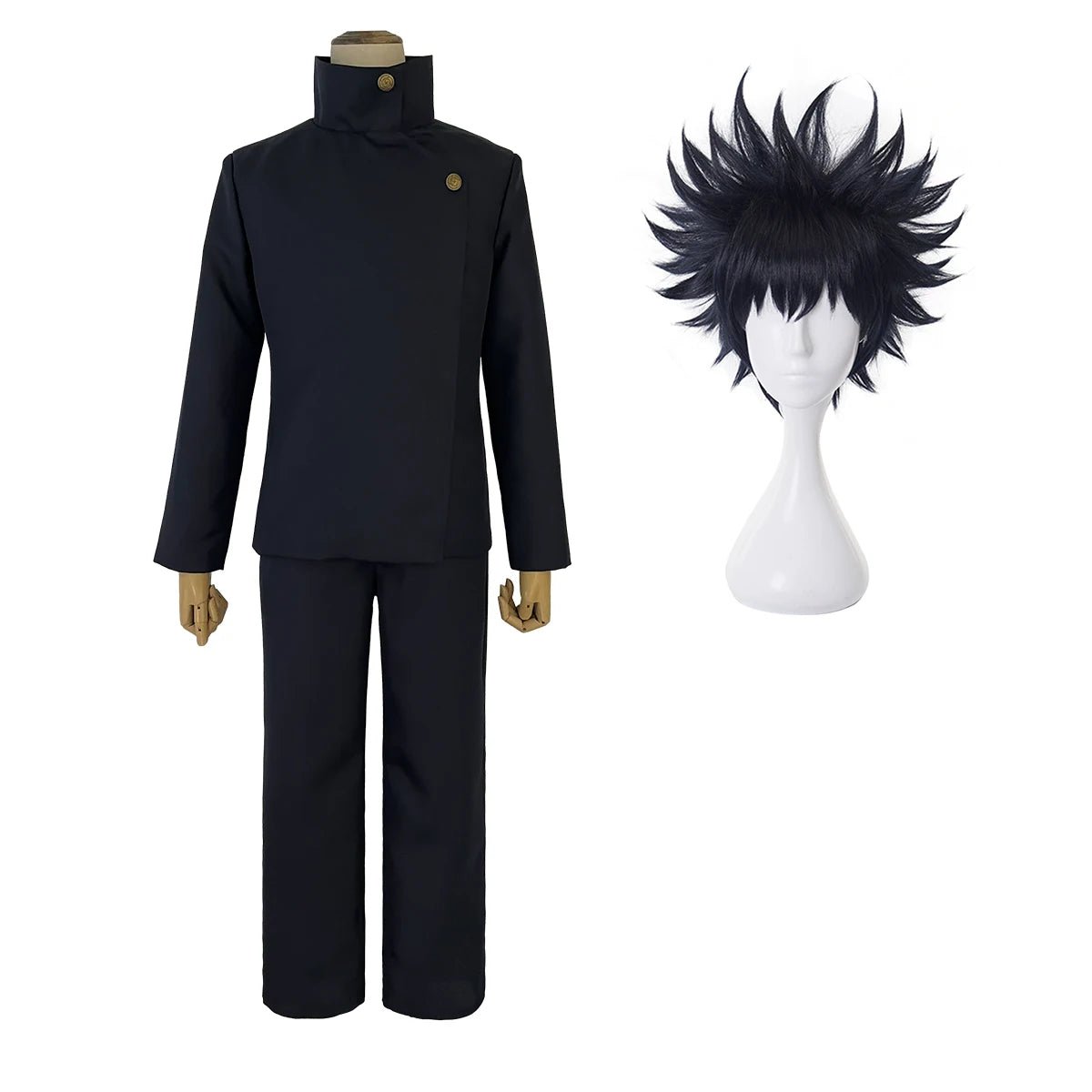 Traje de Cosplay de Fushiguro Megumi de Jujutsu Kaisen con Peluca Azul Oscuro - Fantasia Cosera
