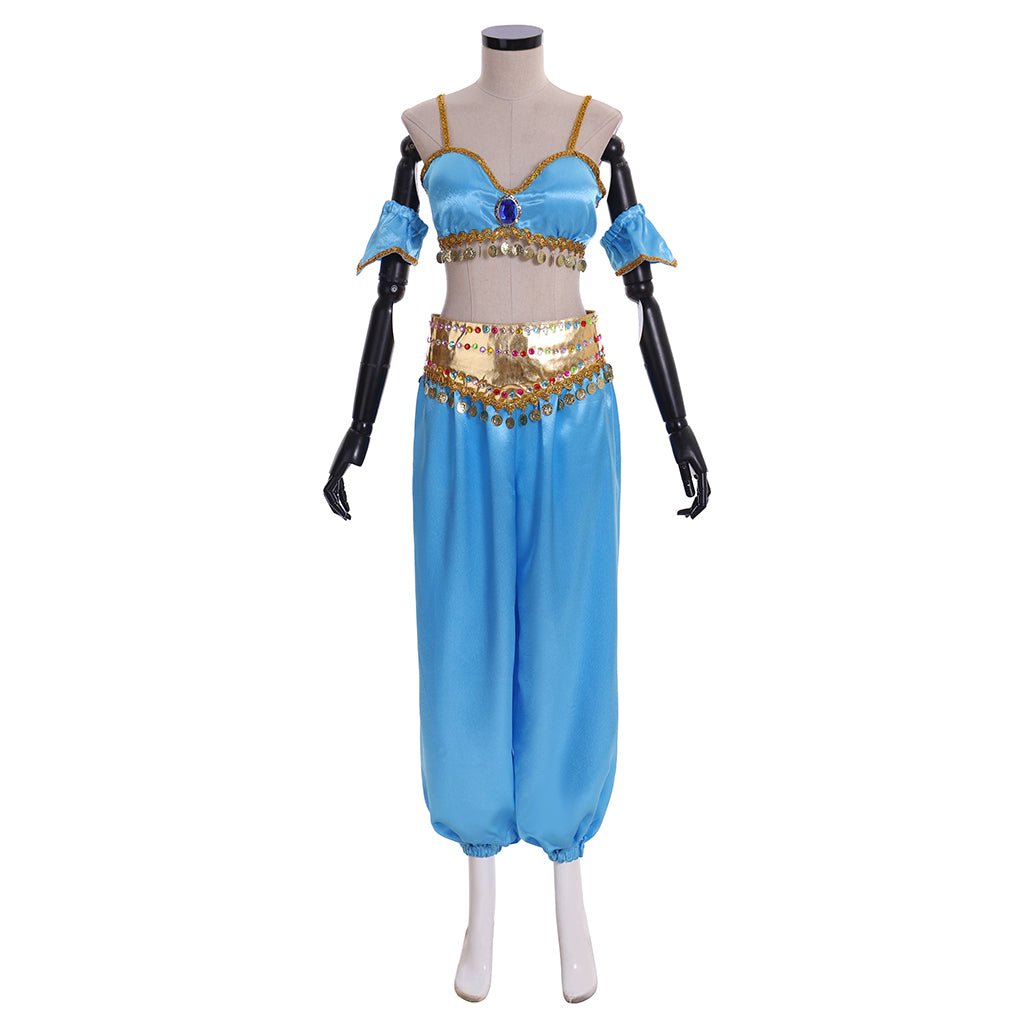 Disfraz de Princesa Jasmine con Capa | Traje de Disney Aladdin para Halloween y Fiestas Temáticas - Fantasia Cosera
