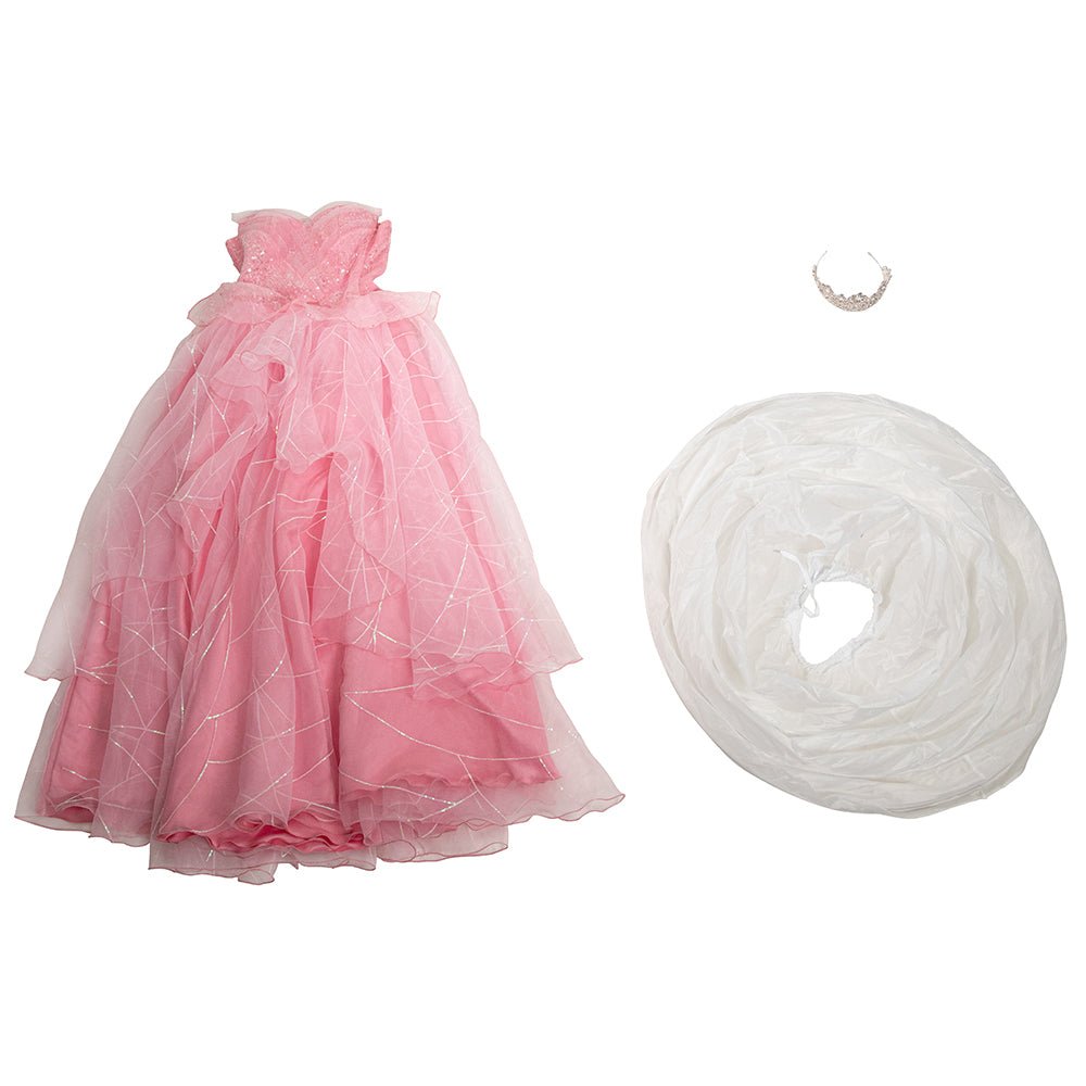 Vestido de Boda de Glinda la Bruja Buena Versión Asequible - Traje Cosplay del Musical Wicked - Fantasia Cosera