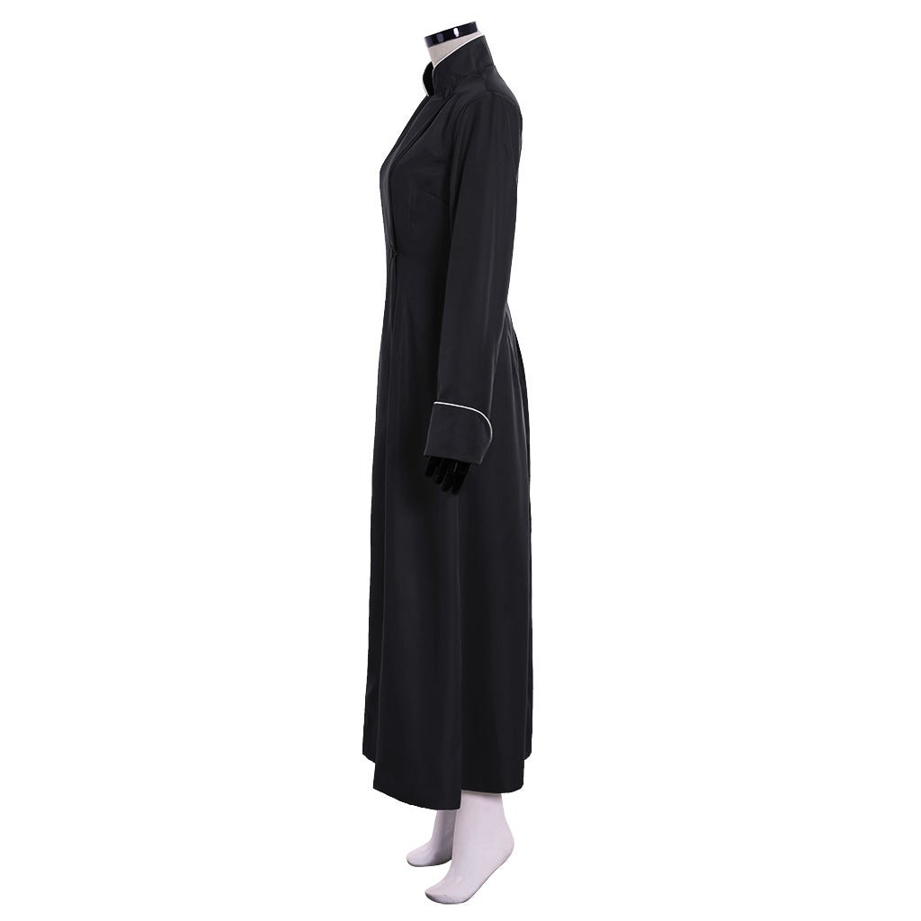 Traje de Cosplay de Sacerdote Cristiano Medieval para Hombre - Negro con Cuello Alto - Halloween, Carnaval, Eventos - Fantasia Cosera