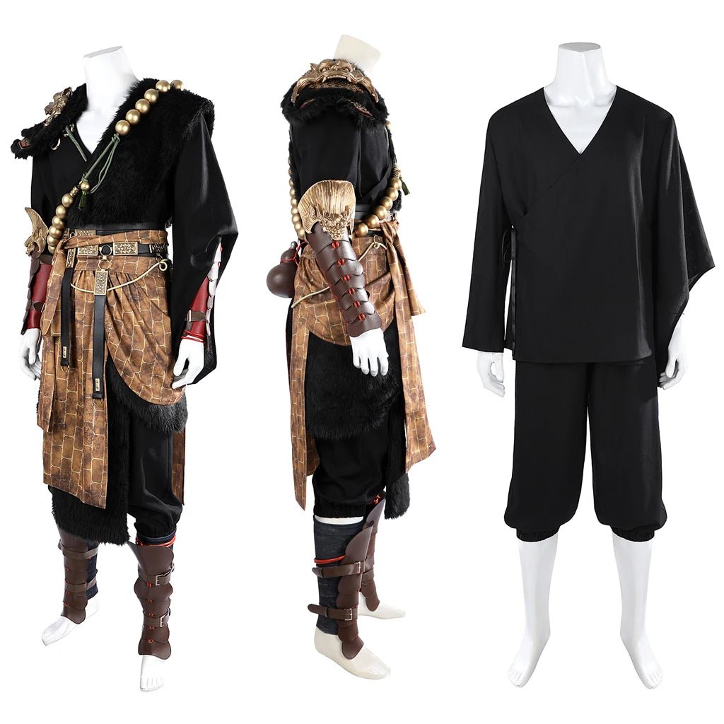 Traje de Cosplay Black Myth Wukong | Toga Negra Premium de Seda Ebony Conjunto Completo - Fantasia Cosera