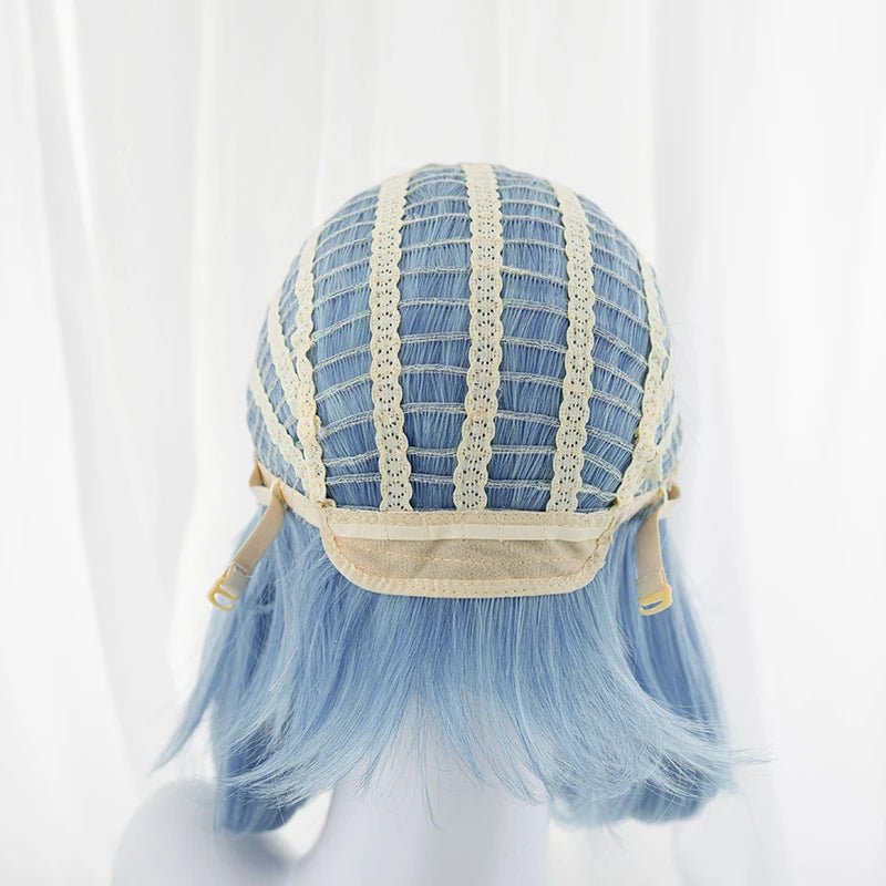 Peluca de Cosplay de Irelia de LOL - Nueva Piel 35cm Degradado Azul para Mujer - Fantasia Cosera