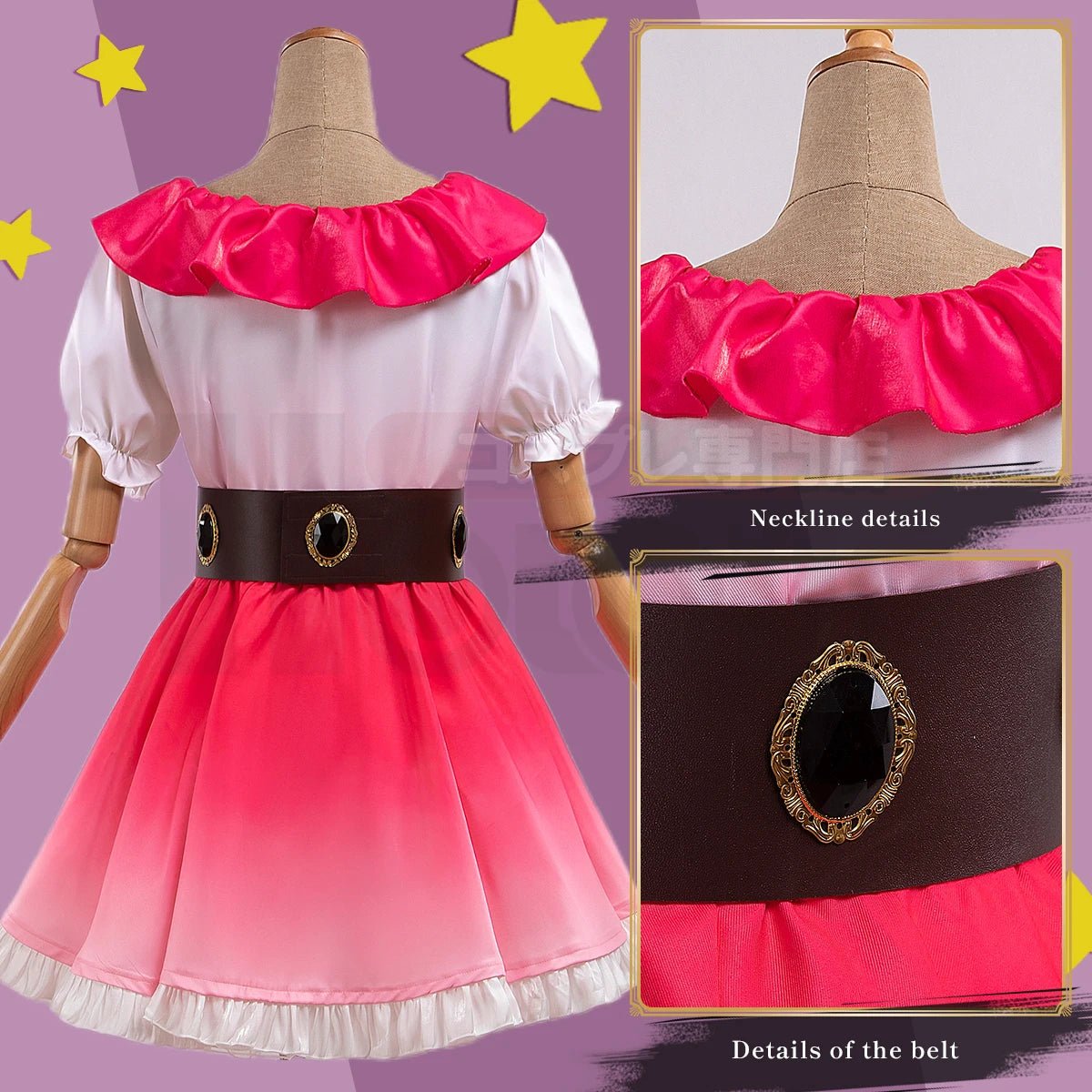 Disfraz de Ai Hoshino de OSHI NO KO con Peluca Rosa Degradado y Vestido - Fantasia Cosera